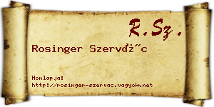 Rosinger Szervác névjegykártya